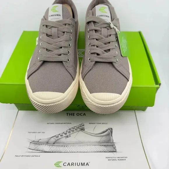 Cariuma Unisex Oca Low Sneaker Casual Shoes Lace-Up Mystic Grey Canvas Sz 9.5/11