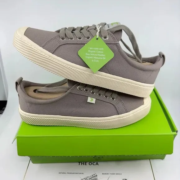 Cariuma Unisex Oca Low Sneaker Casual Shoes Lace-Up Mystic Grey Canvas Sz 9.5/11