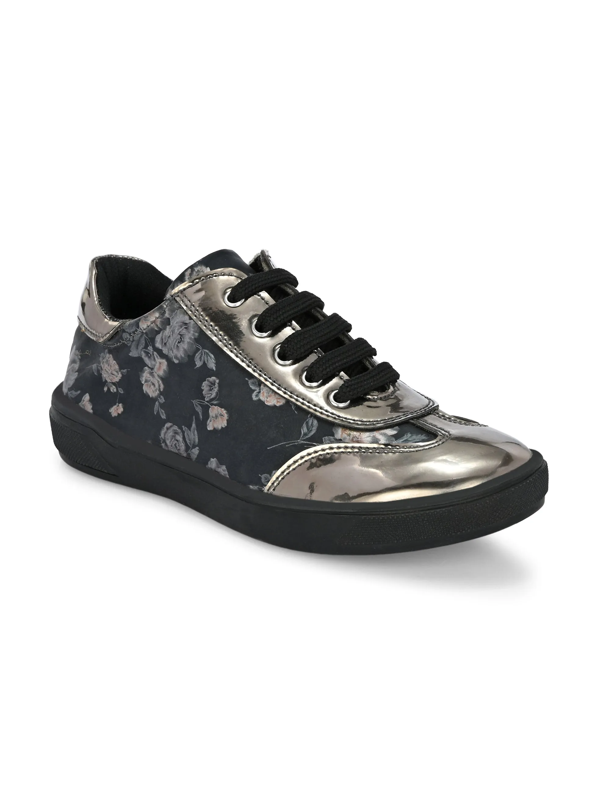 CARLO ROMANO BY WASAN VEGAN PATENT FLOWER PRINT SHOES FOR KIDS