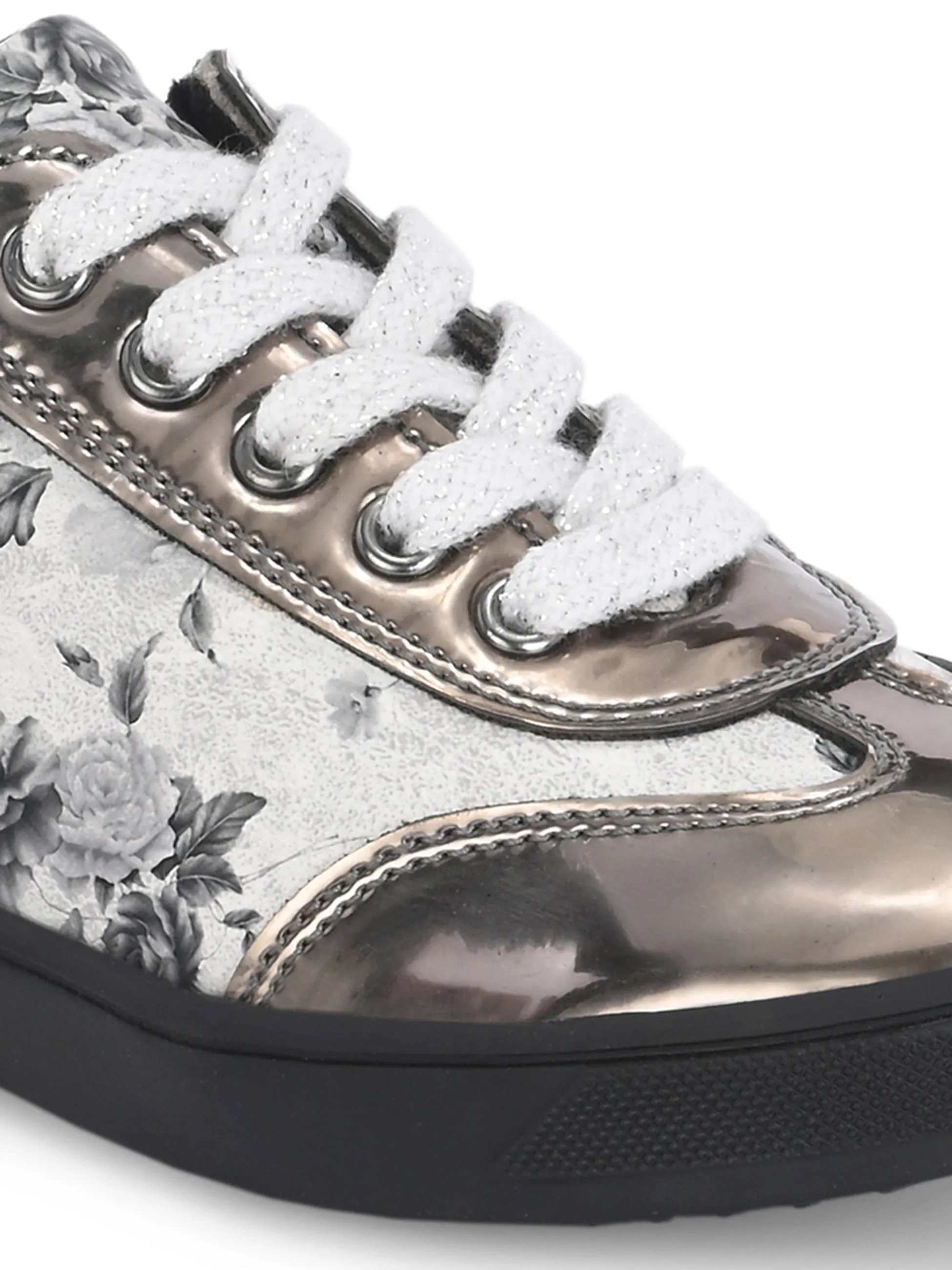 CARLO ROMANO BY WASAN VEGAN PATENT FLOWER PRINT SHOES FOR KIDS