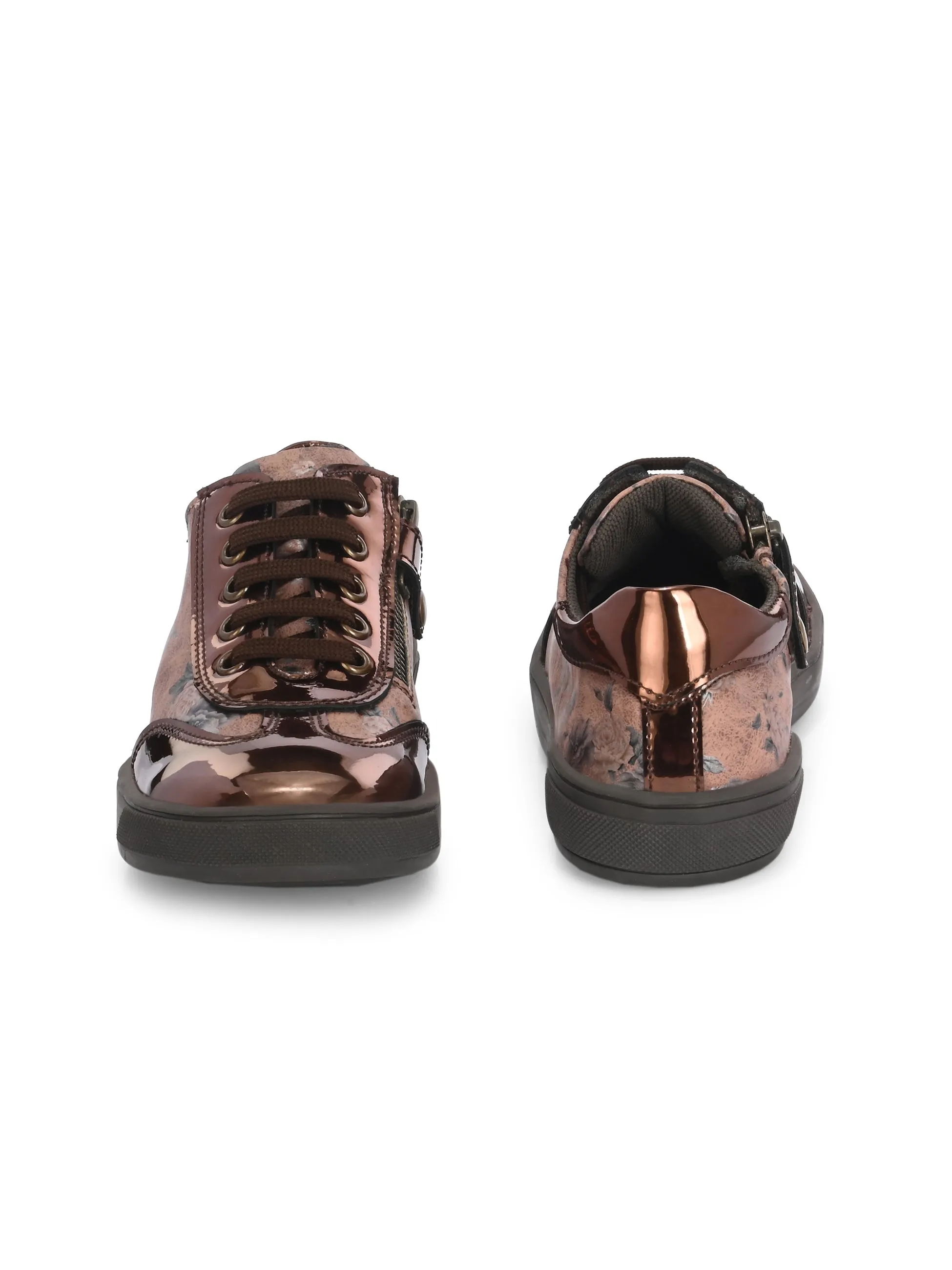 CARLO ROMANO BY WASAN VEGAN PATENT FLOWER PRINT SHOES FOR KIDS