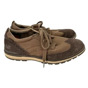 CAT Caterpillar Wingtip Oxford Shoes Canvas Faux Suede Brown Men's Size 11.5