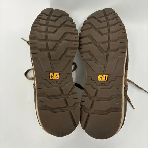 CAT Caterpillar Wingtip Oxford Shoes Canvas Faux Suede Brown Men's Size 11.5