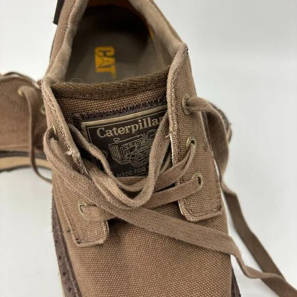 CAT Caterpillar Wingtip Oxford Shoes Canvas Faux Suede Brown Men's Size 11.5