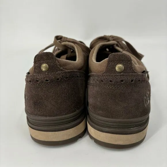 CAT Caterpillar Wingtip Oxford Shoes Canvas Faux Suede Brown Men's Size 11.5