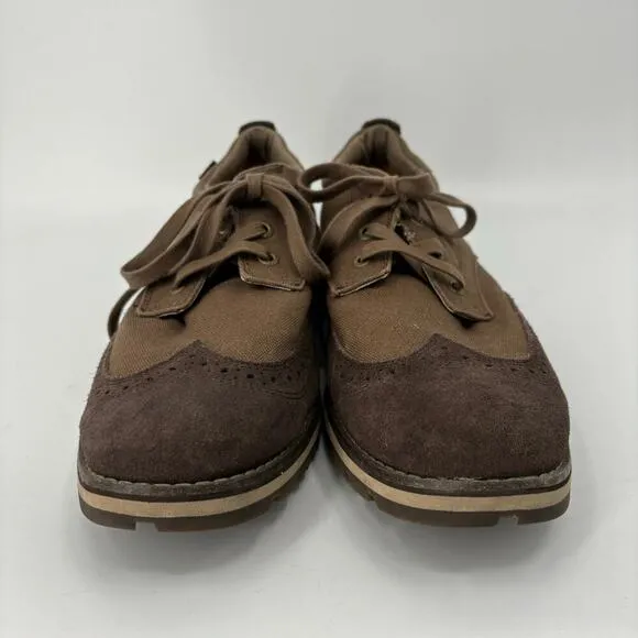 CAT Caterpillar Wingtip Oxford Shoes Canvas Faux Suede Brown Men's Size 11.5