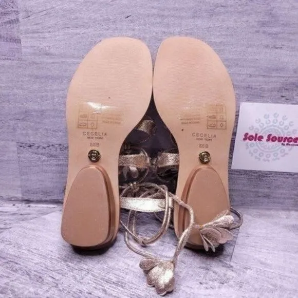 Cecelia New York Ophelia Metallic Leather Sandal Rose Gold Women's sz 5.5 NEW