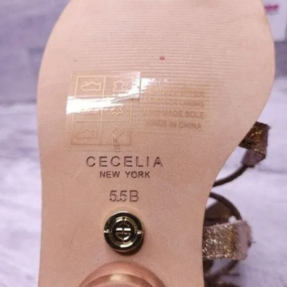 Cecelia New York Ophelia Metallic Leather Sandal Rose Gold Women's sz 5.5 NEW