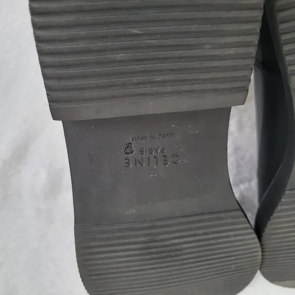 Celine Leather Ankle Chelsea Combat Boots‎ Black Rubber Trim