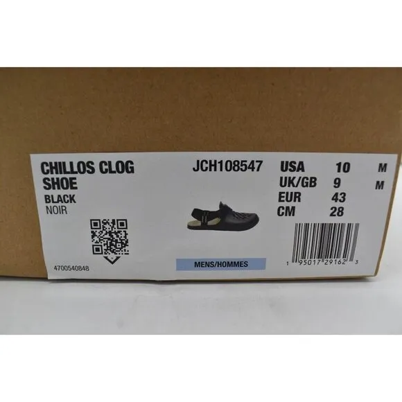 Chaco Mens Size 10 Chillos Black Clogs Shoes