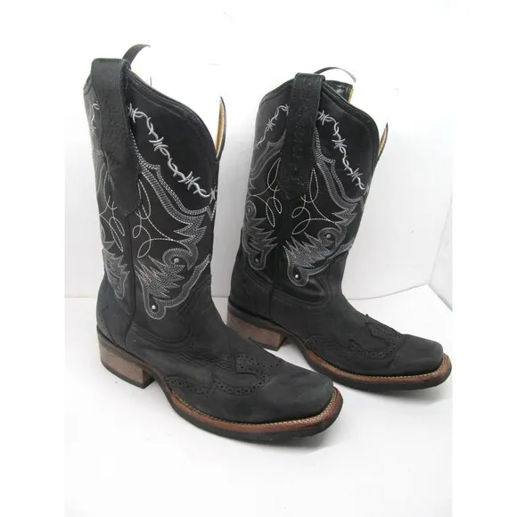 Chaparral Boots Mens Black Leather Western Rubber Sole Boots US 7.5  MEX 26 1/2