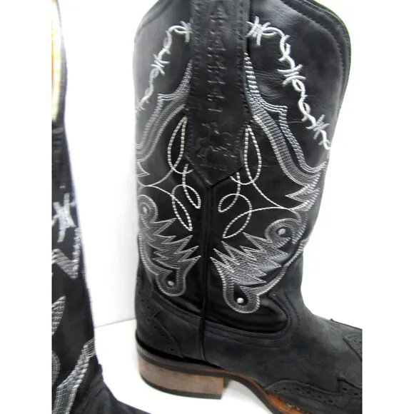 Chaparral Boots Mens Black Leather Western Rubber Sole Boots US 7.5  MEX 26 1/2