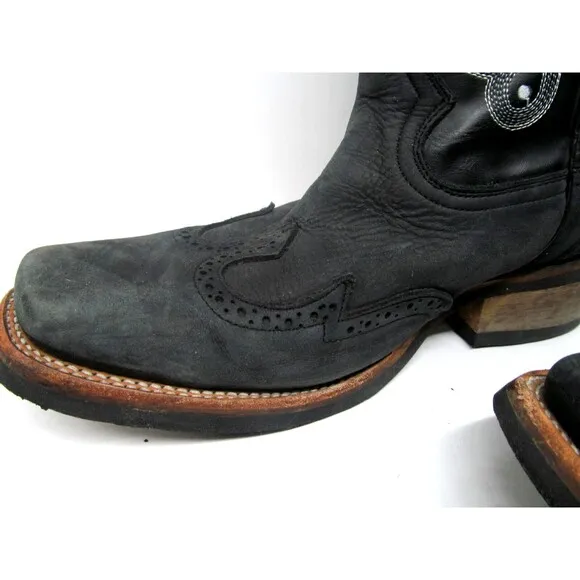 Chaparral Boots Mens Black Leather Western Rubber Sole Boots US 7.5  MEX 26 1/2