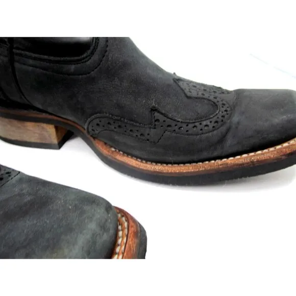 Chaparral Boots Mens Black Leather Western Rubber Sole Boots US 7.5  MEX 26 1/2