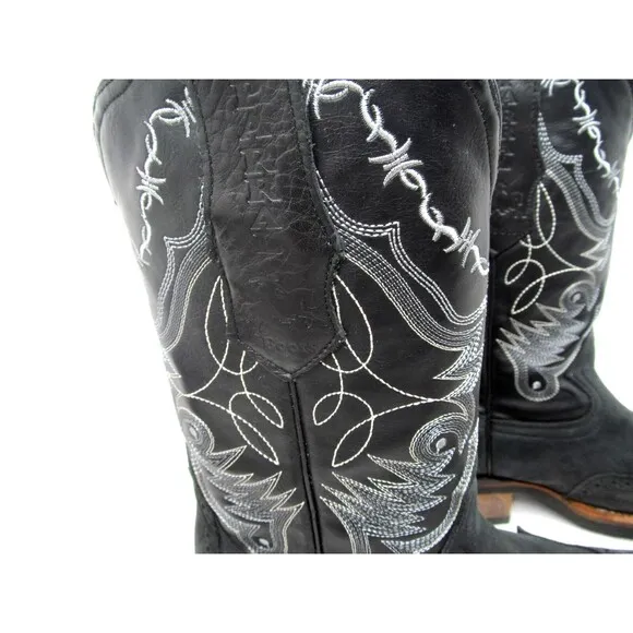 Chaparral Boots Mens Black Leather Western Rubber Sole Boots US 7.5  MEX 26 1/2