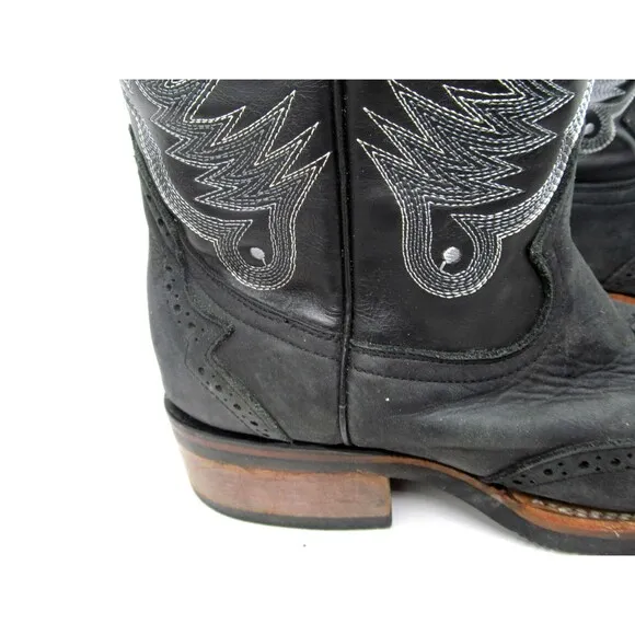 Chaparral Boots Mens Black Leather Western Rubber Sole Boots US 7.5  MEX 26 1/2