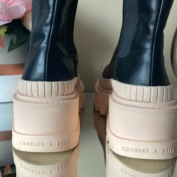 CHARLES &amp; KEITH Leather Black Boots