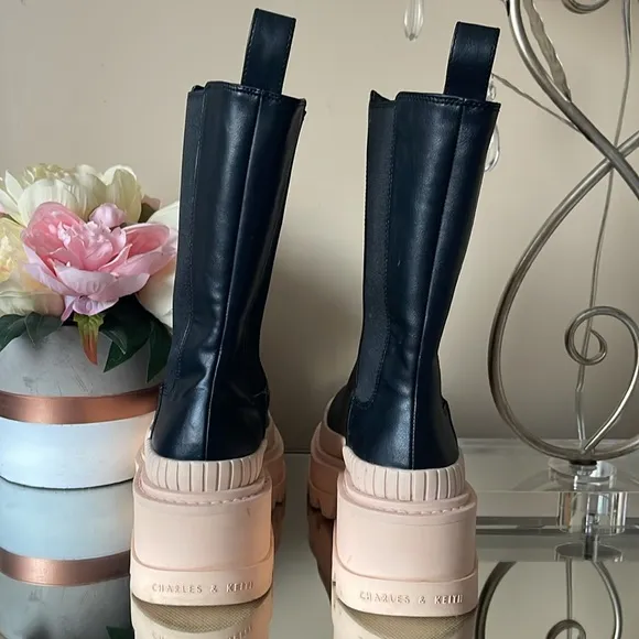CHARLES &amp; KEITH Leather Black Boots