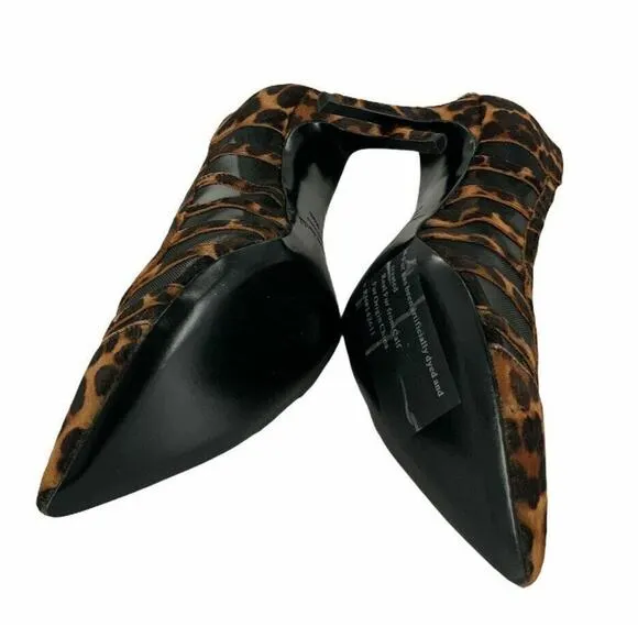 Charles David Vane Shoes Women's Sz 8.5M Leopard Mesh Calf Hair Pointed Toe Pump
