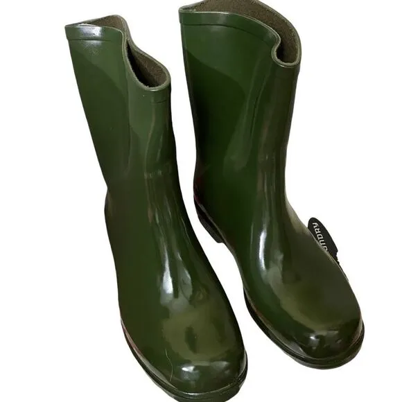 Chinese Laundry Green Rubber Short Rain Boots Size 7