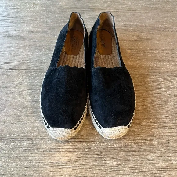 Chloe black Lauren suede Espadrilles flat shoes