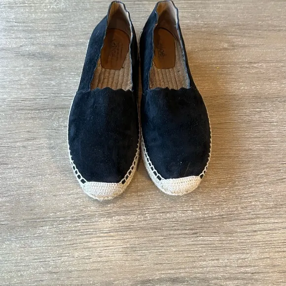 Chloe black Lauren suede Espadrilles flat shoes