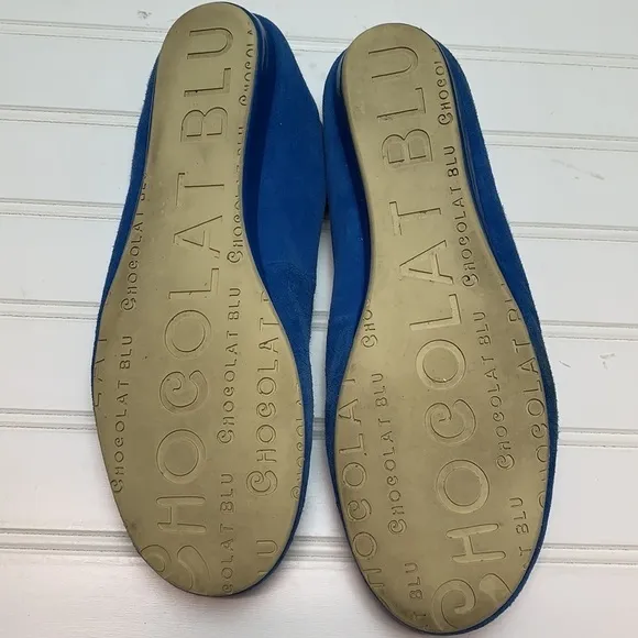 Chocolate Blu blue suede shoes ballet flats 10