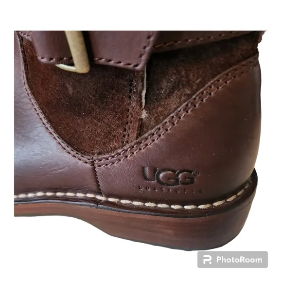 Chocolate UGG Dunwich Leather &amp; Suede Tall Boots
