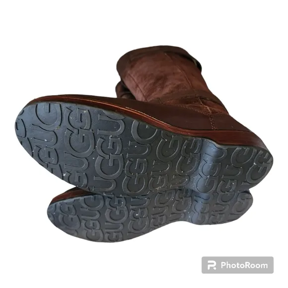 Chocolate UGG Dunwich Leather &amp; Suede Tall Boots