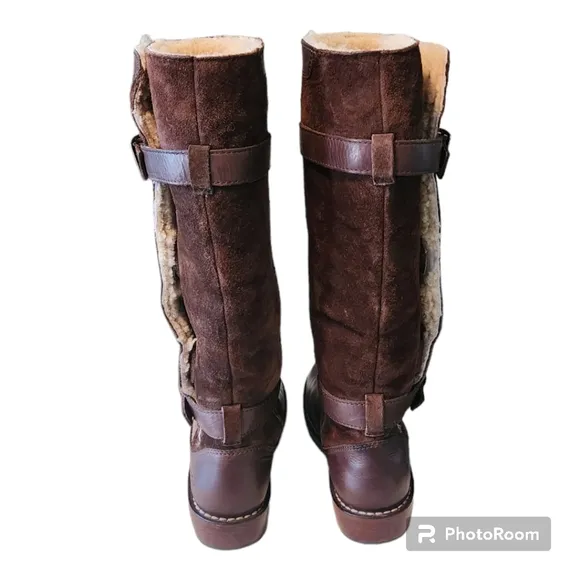 Chocolate UGG Dunwich Leather &amp; Suede Tall Boots