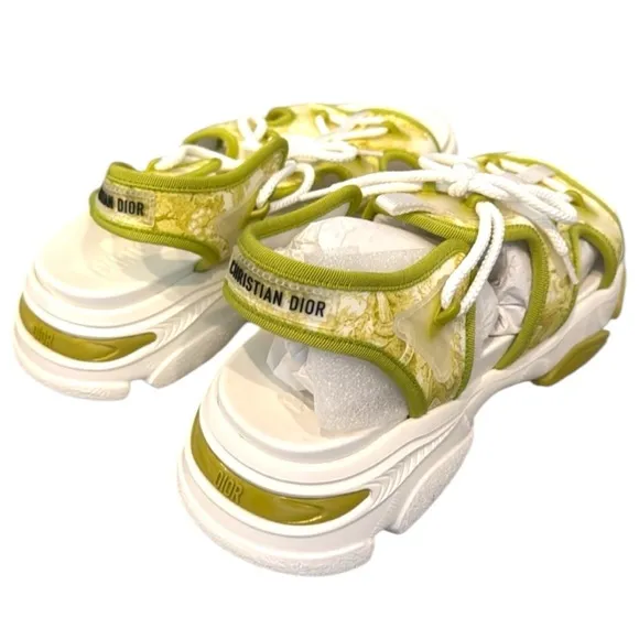 Christian Dior D-Connect Green Neoprene Sandals Womens Size EU 40 US 9 NEW