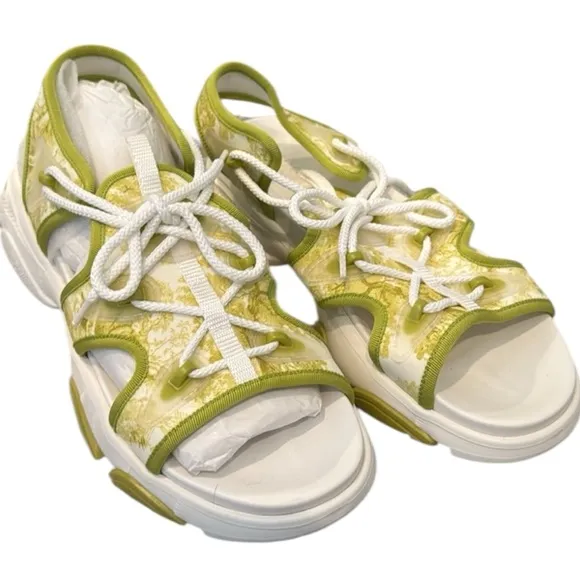 Christian Dior D-Connect Green Neoprene Sandals Womens Size EU 40 US 9 NEW