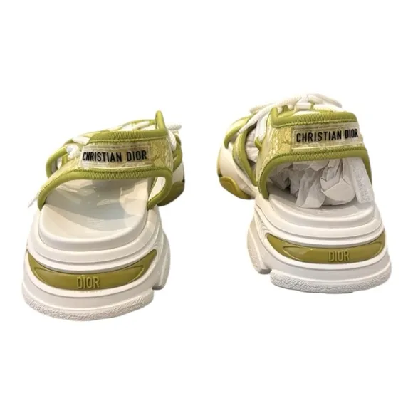 Christian Dior D-Connect Green Neoprene Sandals Womens Size EU 40 US 9 NEW