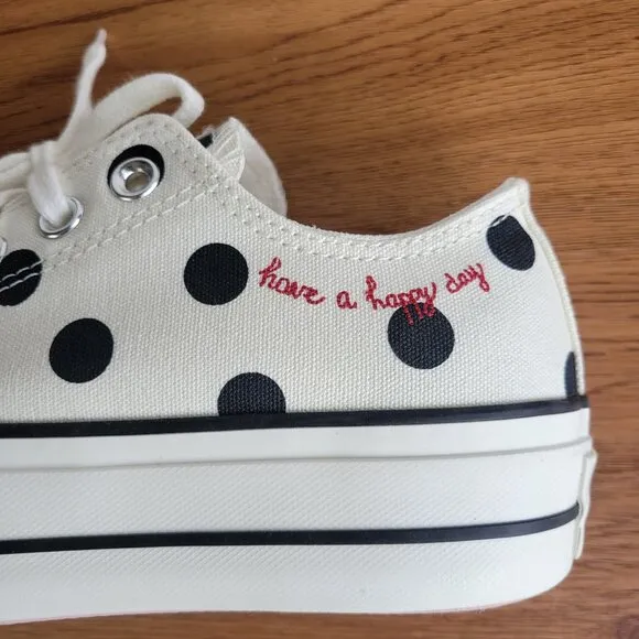❤️❤️Chuck Taylor All Star Lift Platform Polka Dots 11 Women Shoes White A10689C