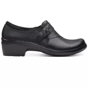 CLARKS ANGIE PEARL BLACK LEATHER COMFORT SLIP ON SHOES SIZE 7.5. NEW IN BOX
