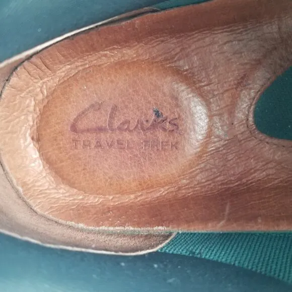 Clarks Men's  Brown Leather Travel Trek Lace Up Shoes Size 11 1/2 W