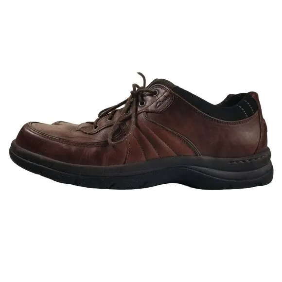 Clarks Men's  Brown Leather Travel Trek Lace Up Shoes Size 11 1/2 W