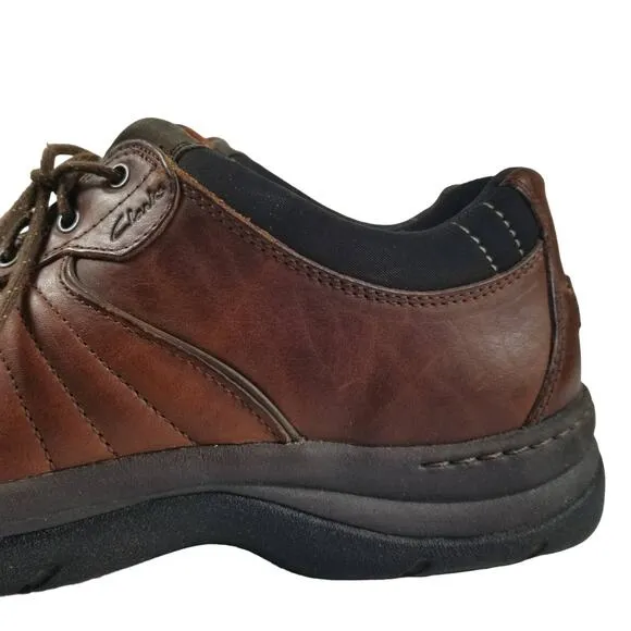 Clarks Men's  Brown Leather Travel Trek Lace Up Shoes Size 11 1/2 W