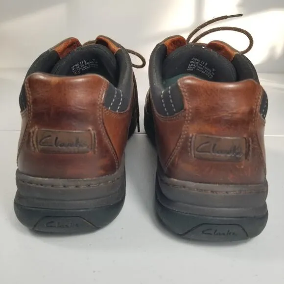 Clarks Men's  Brown Leather Travel Trek Lace Up Shoes Size 11 1/2 W