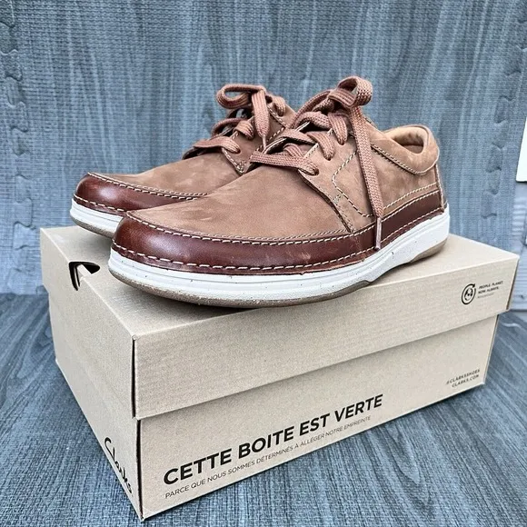 Clarks Men's Nature 5 Lo Leather Shoes Dark Tan‎ Mens 9 M