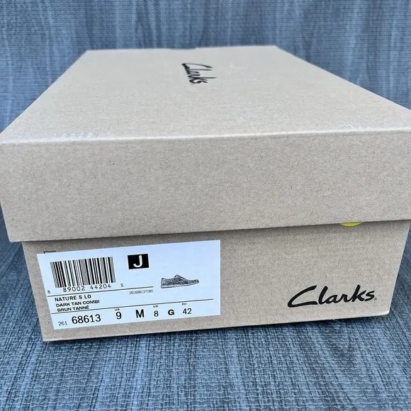 Clarks Men's Nature 5 Lo Leather Shoes Dark Tan‎ Mens 9 M