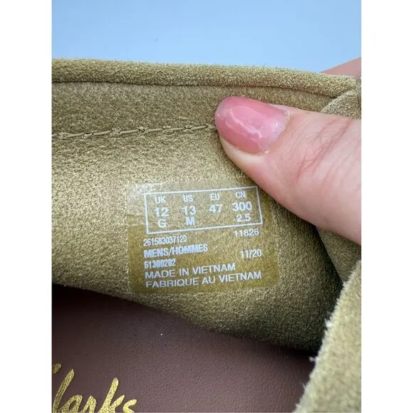 Clarks Mens Shoes Wallabee Evo Casual Lace Up Low Top Suede Green Size 13