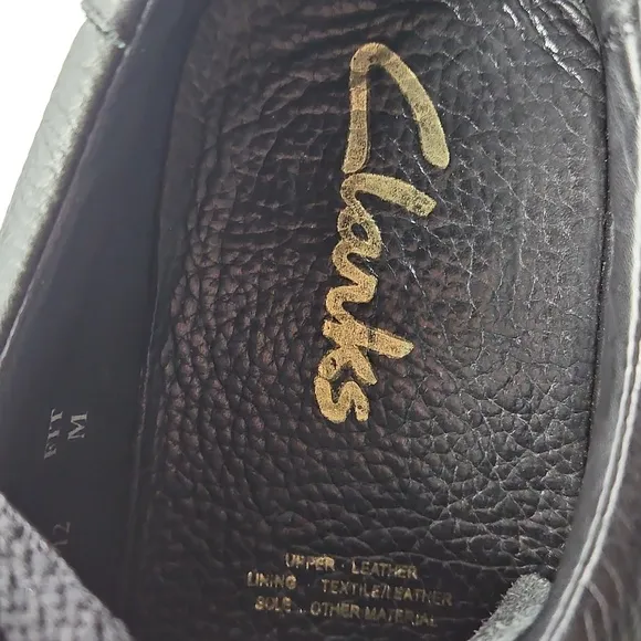 CLARKS Nature II Size 12M Black Leather Lace Up Shoes, Active Air