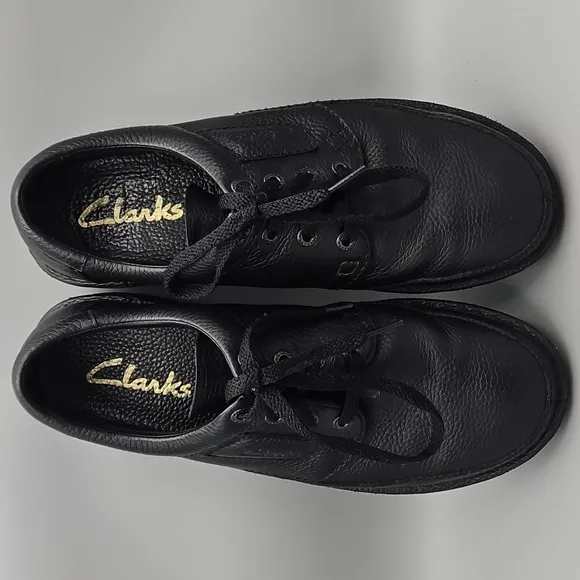 CLARKS Nature II Size 12M Black Leather Lace Up Shoes, Active Air