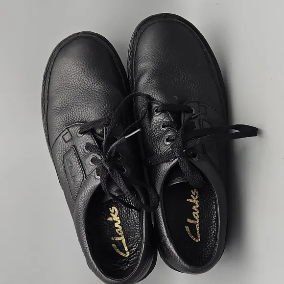 CLARKS Nature II Size 12M Black Leather Lace Up Shoes, Active Air