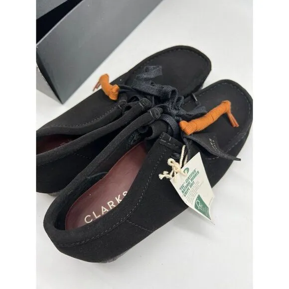 Clarks Original Wallabee Black Suede Wedge Size 9