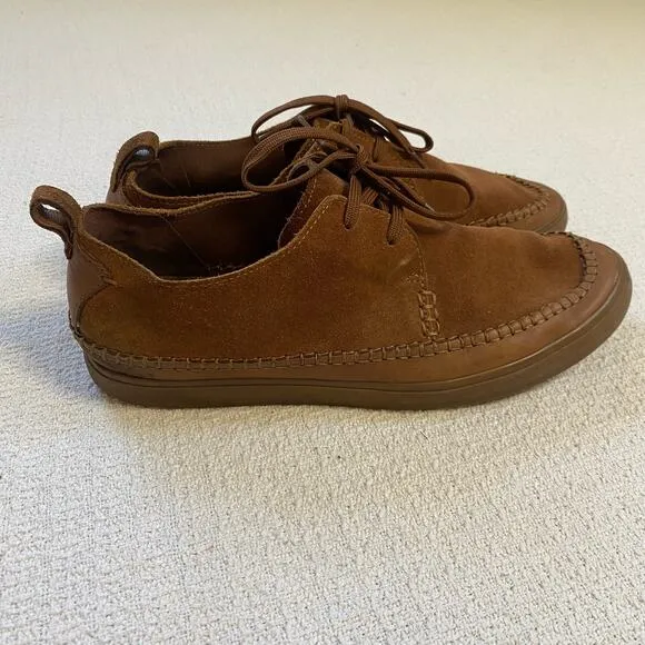 Clarks Tan Suede Leather Men’s Moccasin Casual Lace Up Shoes Comfortable