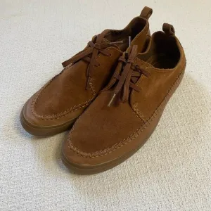Clarks Tan Suede Leather Men’s Moccasin Casual Lace Up Shoes Comfortable