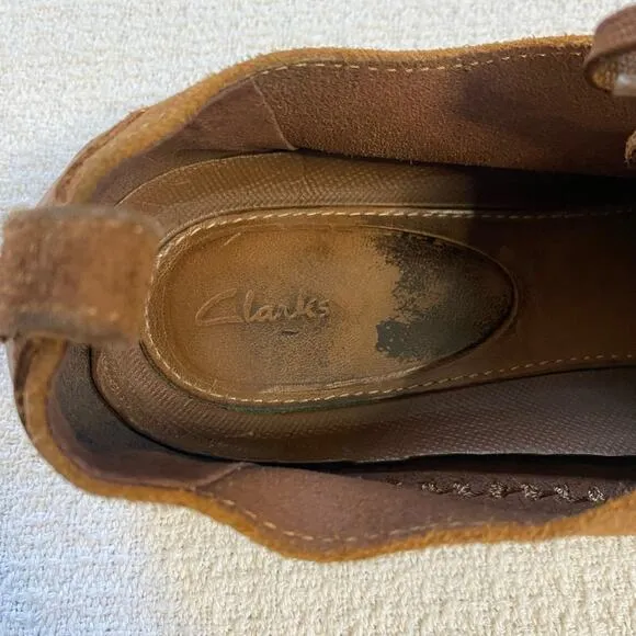 Clarks Tan Suede Leather Men’s Moccasin Casual Lace Up Shoes Comfortable