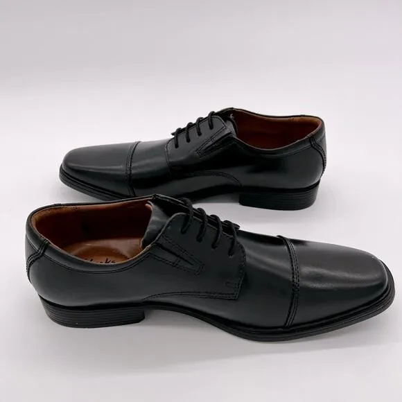 Clarks Tilden Cap Men's Leather Shoes 10 W (Black)